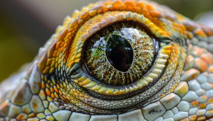 Fototapeta premium Lizard close up eye portrait. Reptile animal nature photo exotic pet macro