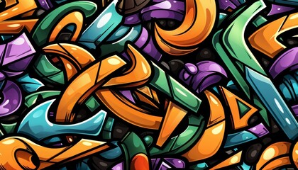 Fototapeta premium Vibrant urban graffiti art expressive tags and street murals reflecting urban energy