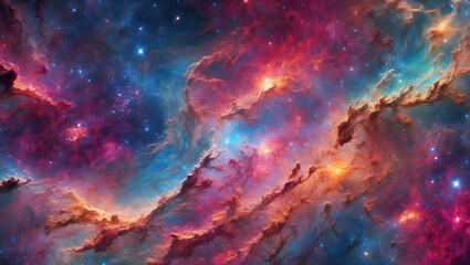Space sky with beautiful stars and galaxies. Awesome colors. AI-generative item