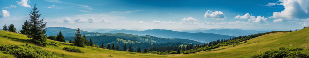 Obraz premium A beautiful landscape with a large mountain range in the background