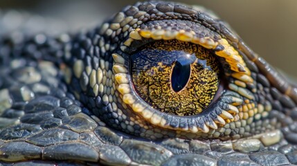 Naklejka premium Lizard close up eye portrait. Reptile animal nature photo exotic pet macro