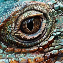 Naklejka premium Lizard close up eye portrait. Reptile animal nature photo exotic pet macro
