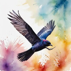 Obraz premium black bird fly in the sky