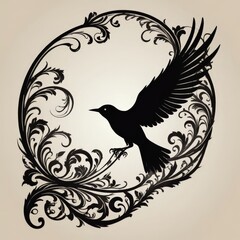 Obraz premium black bird fly in the sky