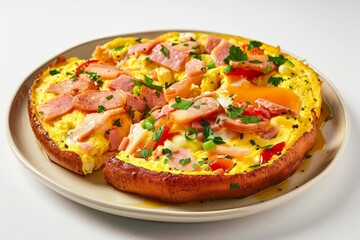 Mouthwatering Baked Bagel Omelet with Scallions and Hot Sauce