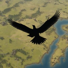 Obraz premium black bird fly in the sky