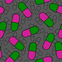 Medicine pills seamless cartoon doctors care pattern for wrapping paper