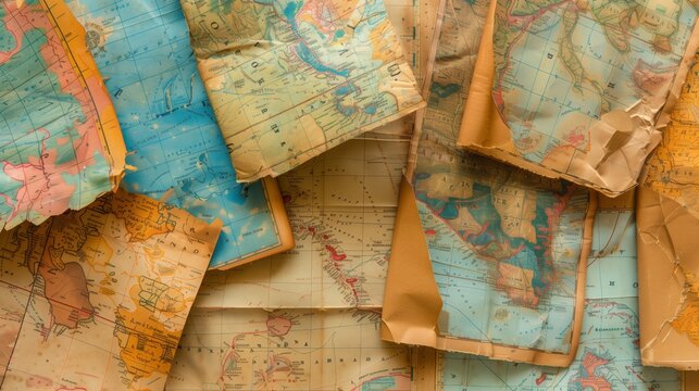 A collection of folded military maps from World War Two