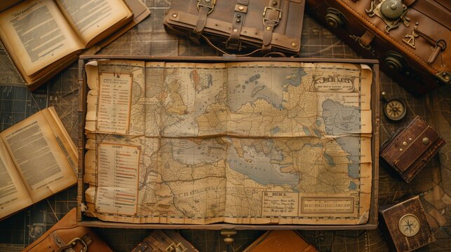 Vintage military map with territory markings