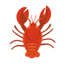 Cartoon cute crustacean. Sea hand draw animal. Vector illustration in isolated background.