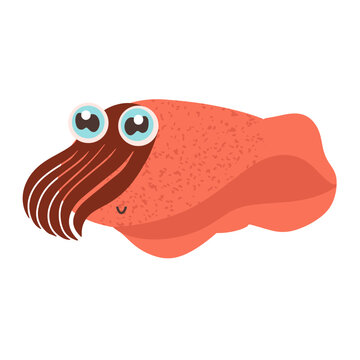 recommend clip art: Cuttlefish, cartoon children's vector illustration. Sea cute animal