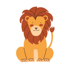 Cute colorful baby lion. Adorable savanna wild animal.