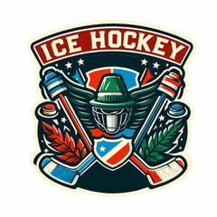 Obraz premium Ice Hockey - retro, vintage design, 