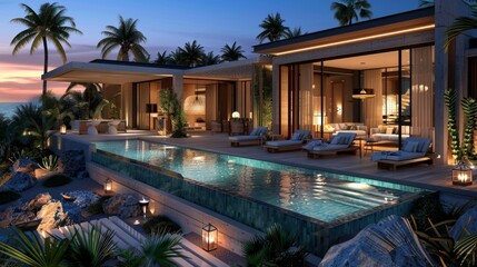 Fototapeta premium Modernist villa embracing bauhaus legacy through geometric lines and minimalist design