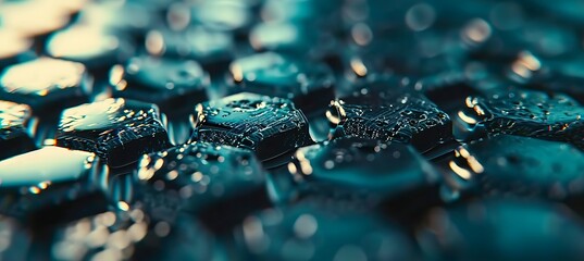 Blue Banner Highlighted by Hexagon Geometric Shapes in the Background