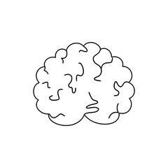 Doodle brain icon. Vector outline illustration.