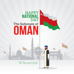 Oman national day vector illustration. Oman national day themes design concept with flat style vector illustration. Suitable for greeting card, poster and banner