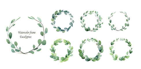 watercolor frame Eucalyptus. set of watercolor eucalyptus frames. eucalyptus