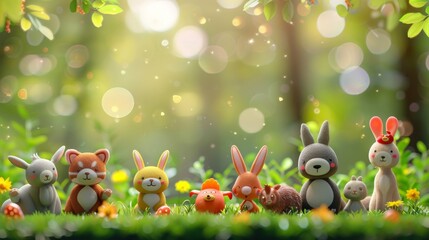 Animal Day Celebration Focus on a variety of animals celebrating together, with a park background