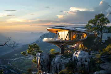 Modern glass glamping perched on a cliff 