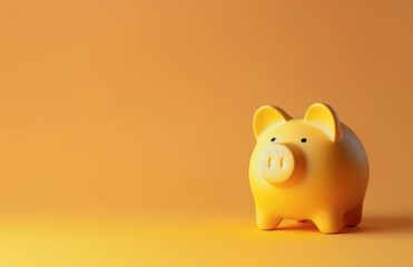 Yellow Piggy Bank on a Yellow Background