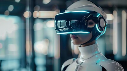 Innovative AI and Robotics in a Futuristic Smart Home with Advanced Virtual Reality and Cutting-Edge Gadgets Showcasing Technology and Digital Transformation. AI, robotics, smart devices, and cybersec