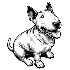 Hand drawn Bull Terrier in full-body, vector sketch isolated on white background.	