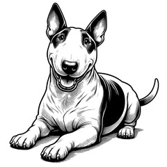 Hand drawn Bull Terrier in full-body, vector sketch isolated on white background.	