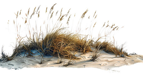 AI-created beach grass on a transparent background is ideal for layering in coastal-themed designs on a transparent background. 