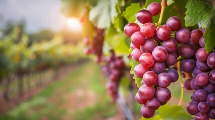 Fototapeta premium Ripe Red Grapes on Vine