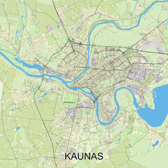 Kaunas, Lithuania map poster art