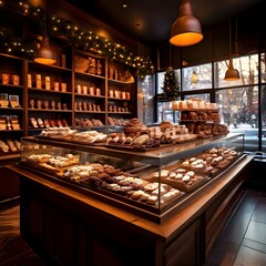 a store with a large window that has a lot of panes of chocolate on it.