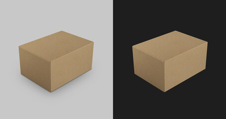 Rectangular Cardboard Box. 3D Illustration.
