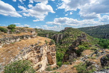 The scenic views of Ulubey Canyon Nature Park, which is a nature park in the Ulubey and Karahallı districts of Uşak, Turkey. The park provides suitable habitat for many species of animals and plants.