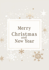 A sophisticated, minimalist design with Merry Christmas and Happy New Year text in elegant fonts, with subtle snowflakes or stars as a background