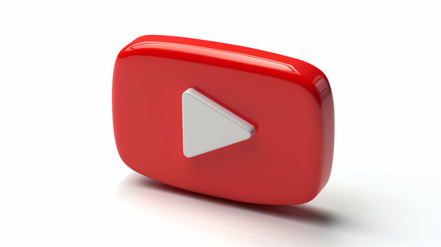 Red play button icon isolated on a white background. The YouTube icon