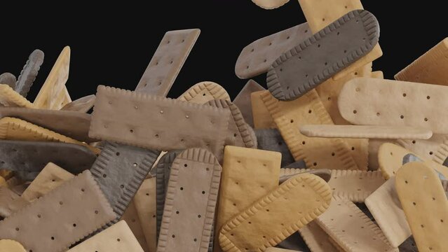 Long Shaped Biscuit Cookies Animation Curtain Transition Effect Transparent Background Alpha Channel