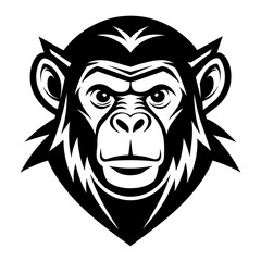 a minimalist Chimpanzee logo vector art illustration icon logo, featuring a modern stylish shape with an underline, set on a solid white background