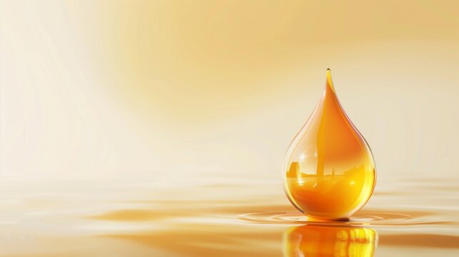 Conceptual illustration of a single drop of biodiesel reflecting on a golden surface
