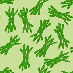 Stylized green asparagus on a green background pattern