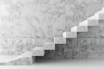 Abstract Stairs. Concrete Staircase in Interior with Three-Dimensional Perspective