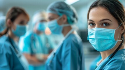 Dedicated healthcare professionals in a busy hospital: Doctor and nurse attending to a patient with medical equipment, ensuring proper treatment and care. Medical staff using stethoscope for diagnosis