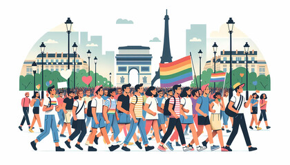 Obraz premium Pride Parade Eiffel Tower LGBTQ+ Celebration Paris