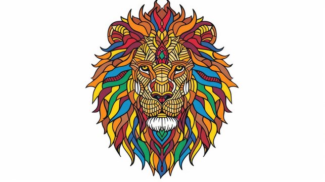recommend clip art: Simple mandala lion in pixel art style without shading or coloring ideal for coloring book pages