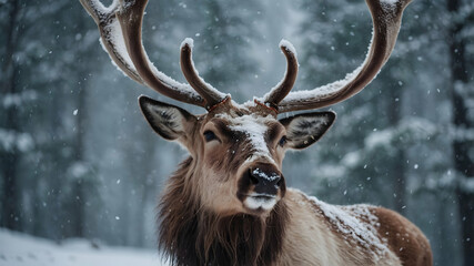Fototapeta premium deer in the snow