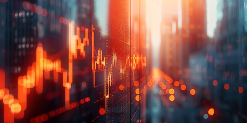 Fototapeta premium Stock Market Data with Red Graph Lines