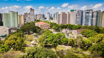 Obraz premium Belém, Pará. Aerial view of Praça da República and Teatro da Paz with the buildings of the city of Belém around