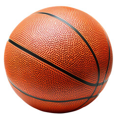 Obraz premium Close-up image of a textured orange basketball with black lines on a white background, perfect for sports-related content. transparent background