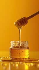 Center-Focused Glass Jar of Honey Captured in a Bright and Clear Photo