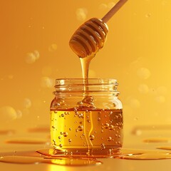 Elegant Glass Jar of Honey Positioned Perfectly in the Center of the Image